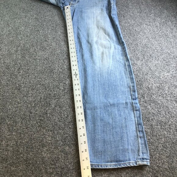 Armani J31 Jeans Mens 32x32 Blue Stretch Logo Emblem Straight Regular Fit Denim - Picture 10 of 15